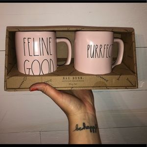 RAE DUNN FELINE GOOD & PURRFECT MUG SET